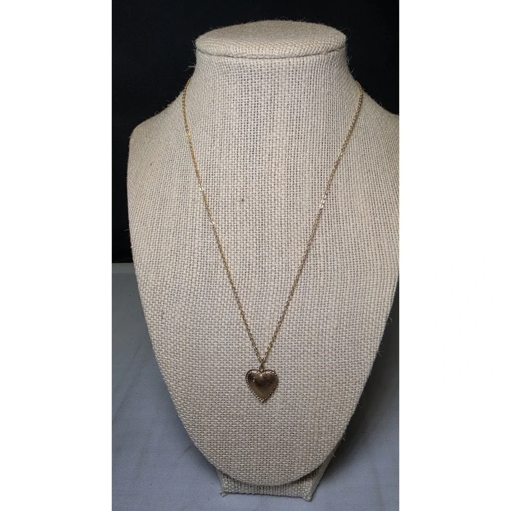 Gold Heart Pendant with Clear Gem and 18